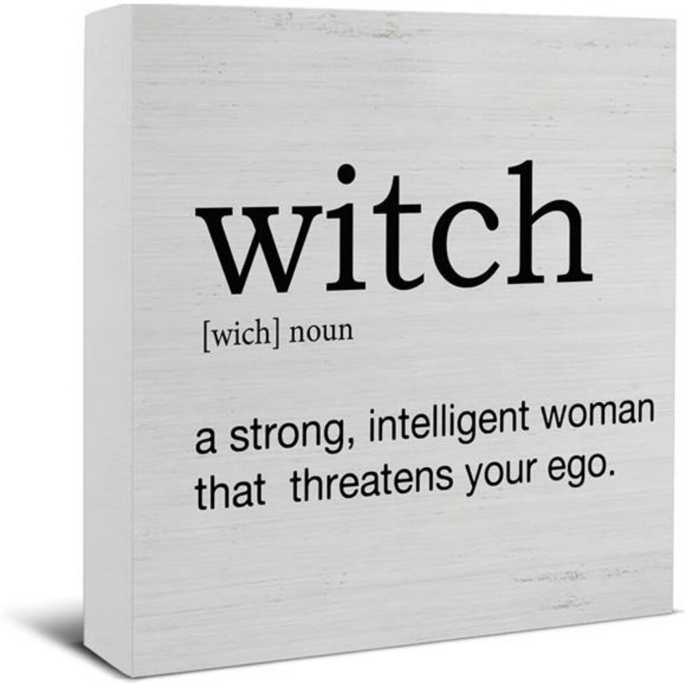 Halloween Decorations, Witch Definition Wooden Sign Decor Desk Sign Funny Witch